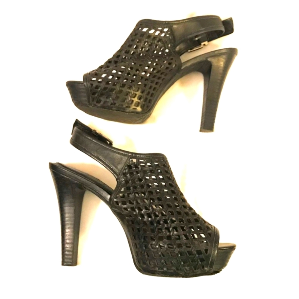 Gianni Bini NWOT Lattice Black Leather Heel Size 10